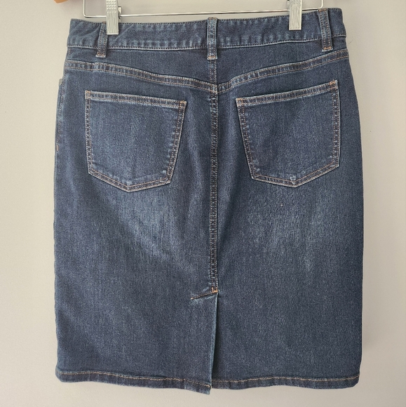 Talbots Denim Blue Jean Skirt 5 pocket Knee length Dark wash Sz 6 - Picture 3 of 4